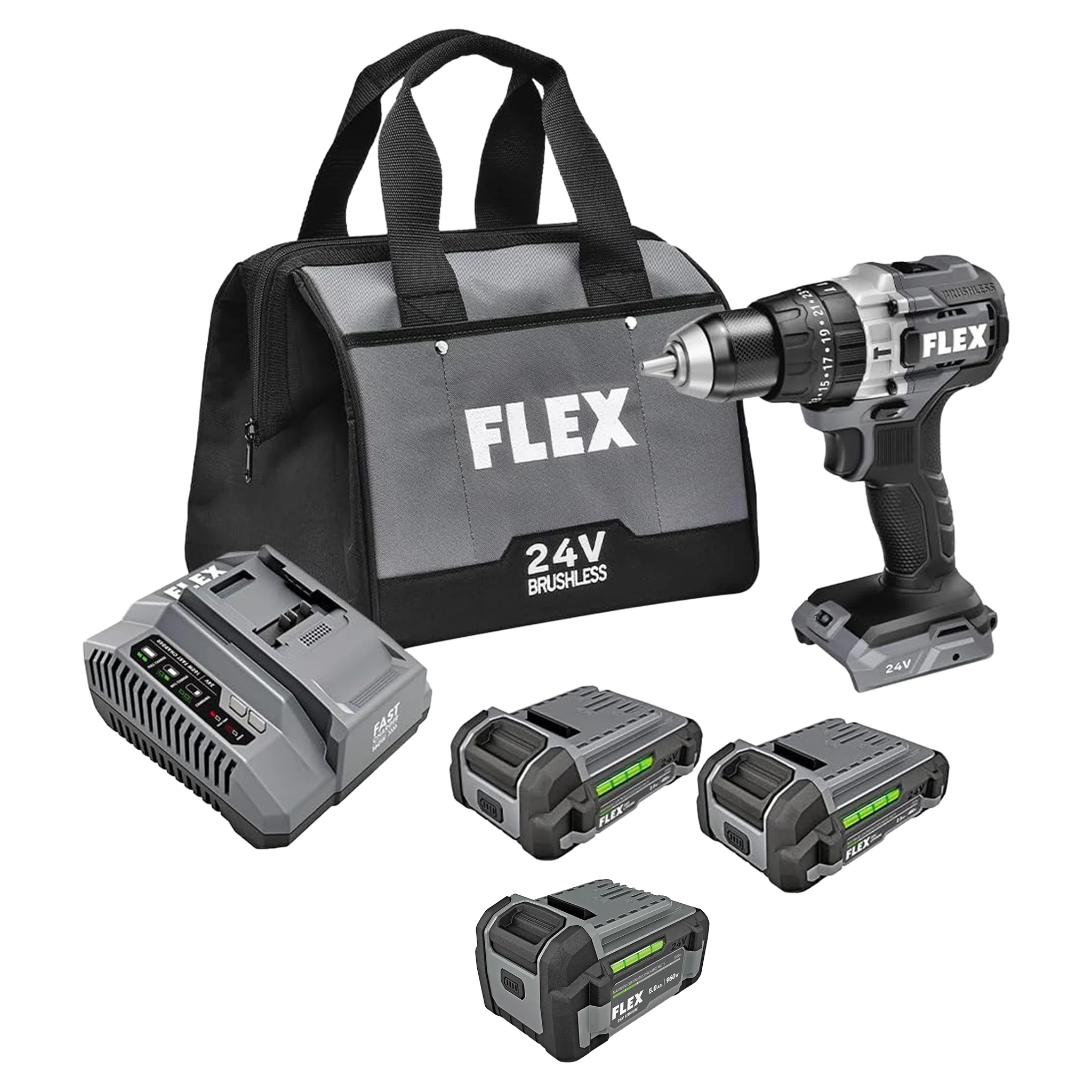 Solid FLEX 1 2 2-SPEED Hammer Drill Kit 5.0 Ah Battery Healthy