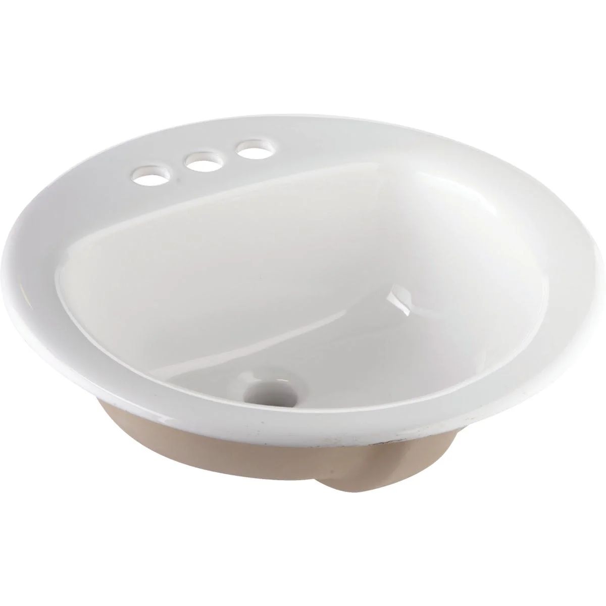Green Do it White Round Drop-In Self-Rimming Bathroom Sink 19 in. Soft