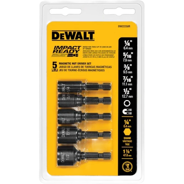 World-Class DEWALT 5 16 - 1-7 8 Impact Ready Magnetic Nut Driver 5-Pack Refined