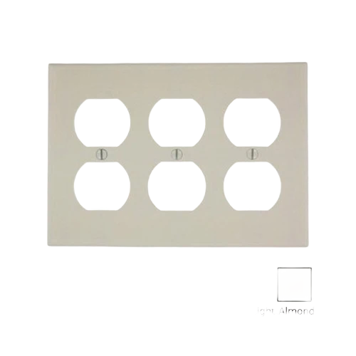 Solid Leviton Light Almond 3 Gang Standard Size Duplex Wallplate Crafted