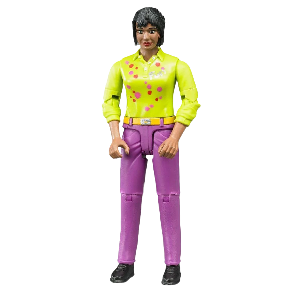 World-Class Bruder Woman Medium Skin Toy Figure with Pink Jeans Trendy