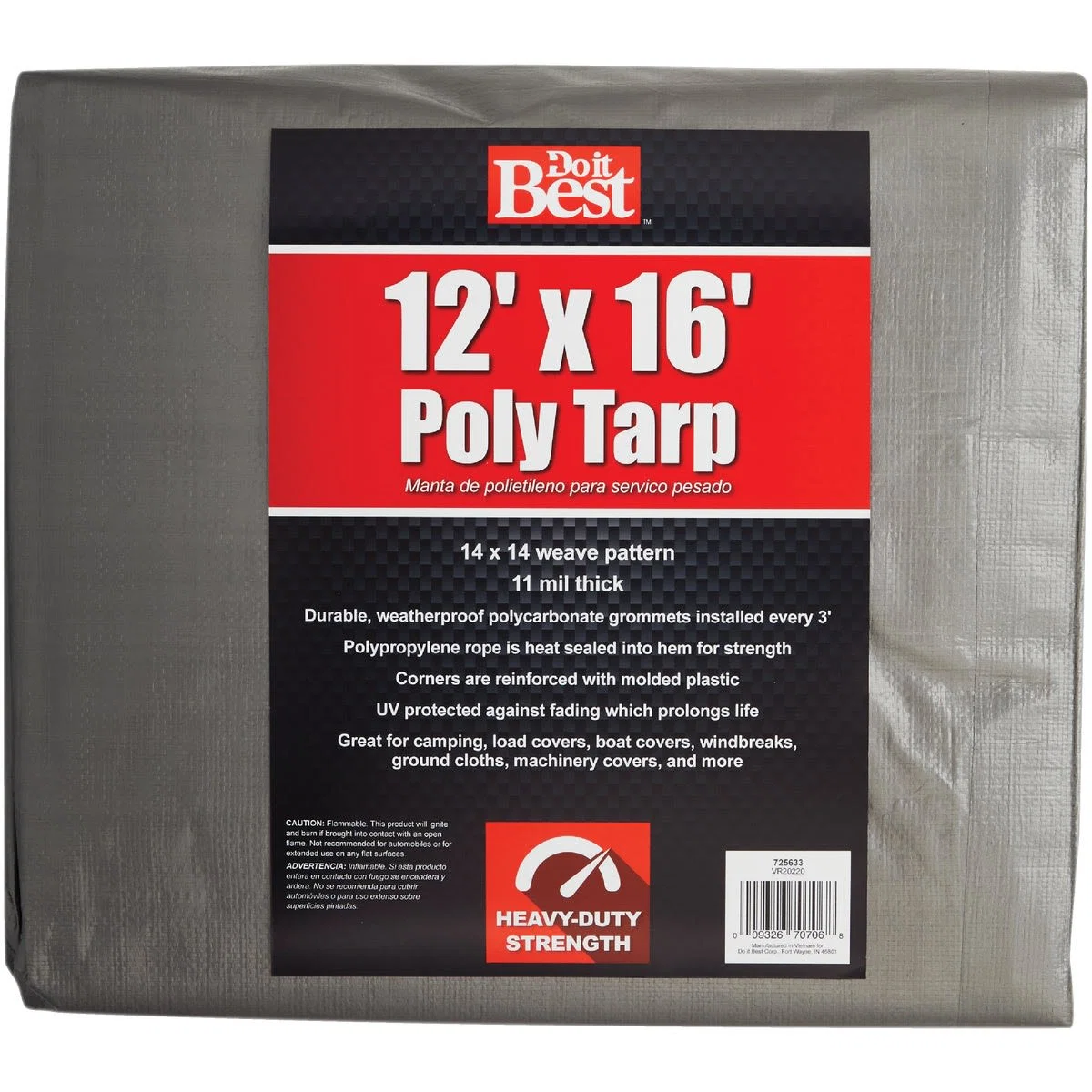 Comfortable Do it Silver Woven Heavy-Duty Silver Poly Tarp 12 x 16 ft. Green