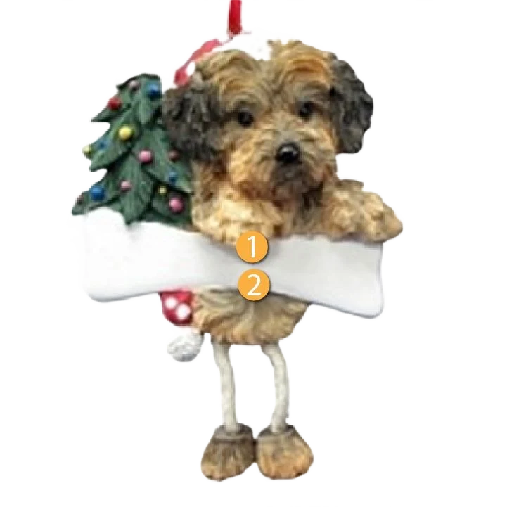 Exclusive E S Pets Personalized Yorkipoo Dangling Legs Ornament Recyclable