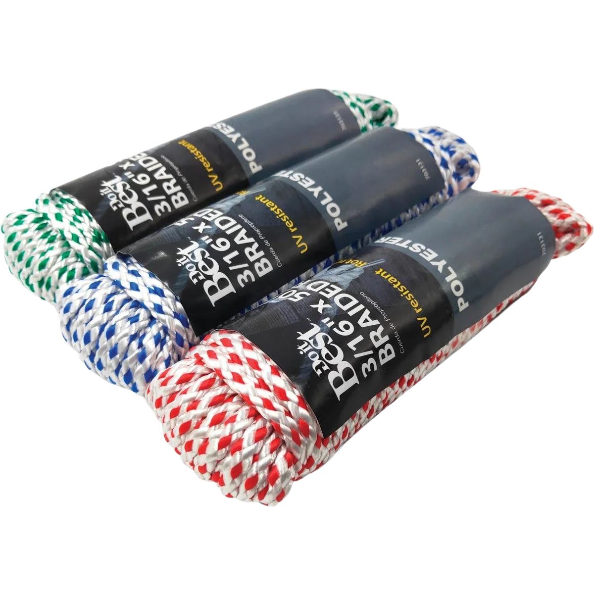 Convenient Do it Assorted Colors Diamond Braided Polyester Packaged Rope 3 16 In. x 50 Ft. Durable