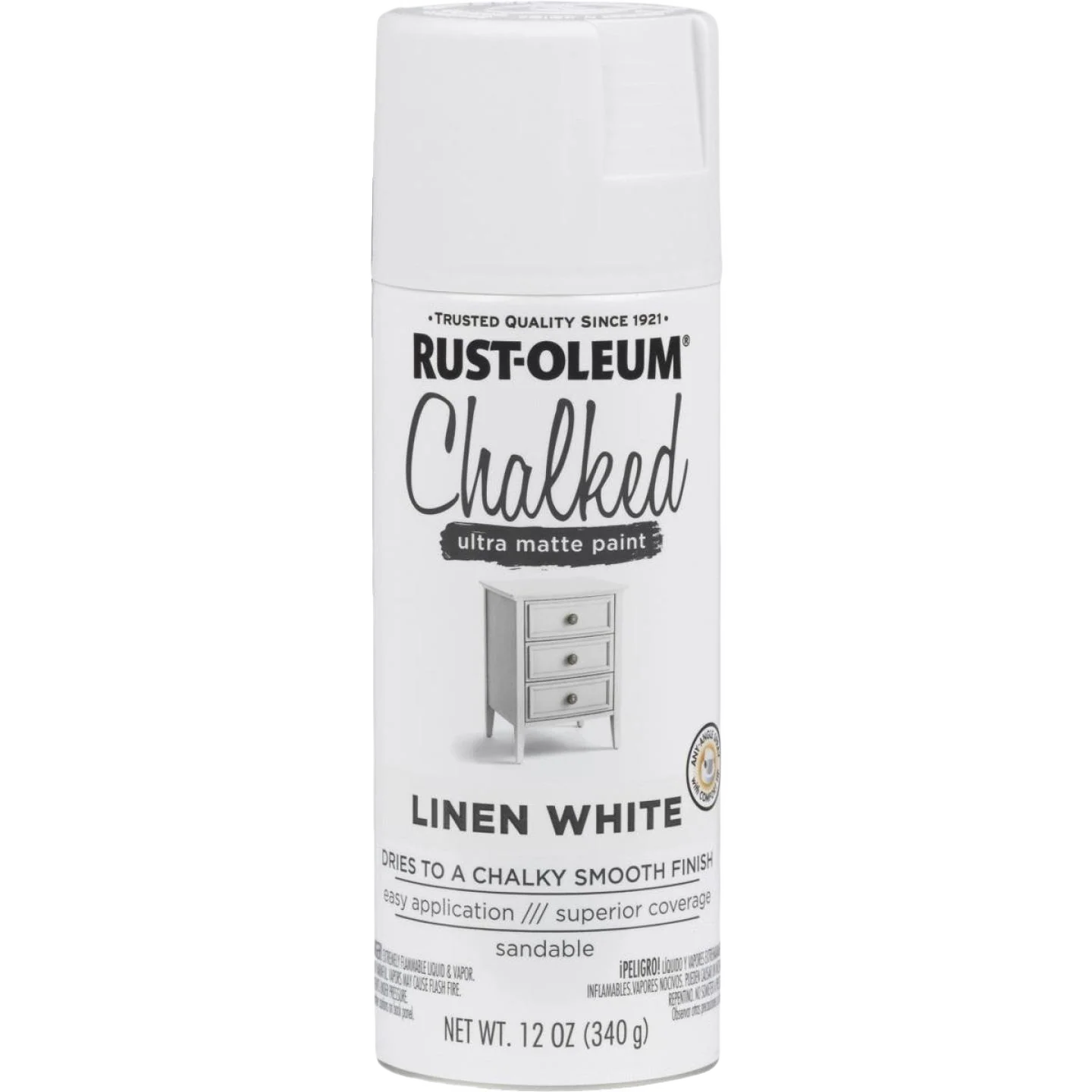 Official Rust-Oleum Chalked Linen White Ultra Matte Spray Paint 12 oz. High-Quality