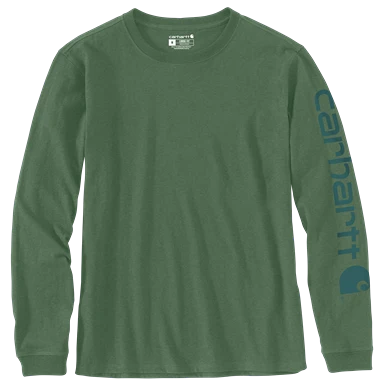High-Grade Carhartt Women's 3XL Frosted Balsam Loose Fit Long-Sleeve Logo Sleeve T-Shirt Next-Generation