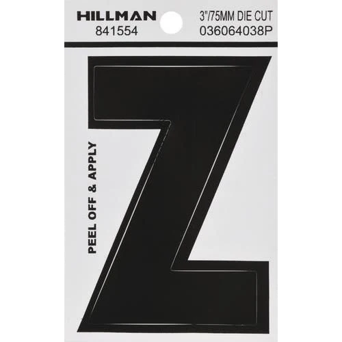 Smooth Hillman 3 in. Black Vinyl Die Cut Peel Off Sticker Letter Z Versatile