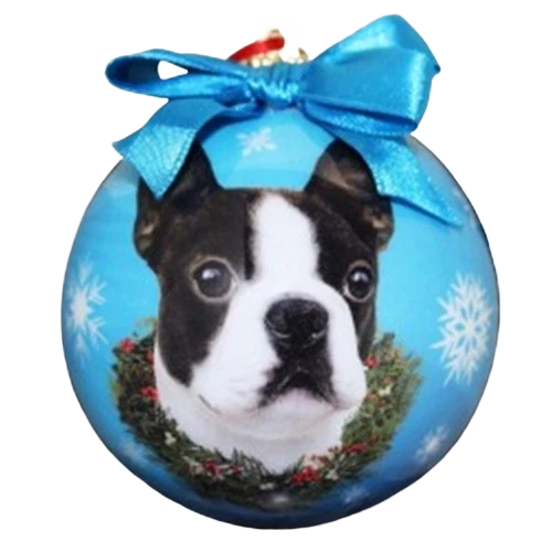 Premium Material E S Pets Boston Terrier Christmas Ball Ornament Elegant