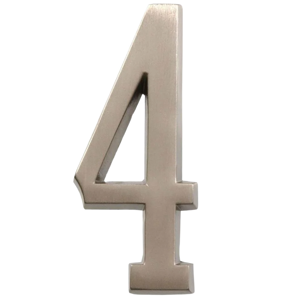 Fine Hillman Distinctions 4-In. Adhesive Nickel House Number 4 Unique