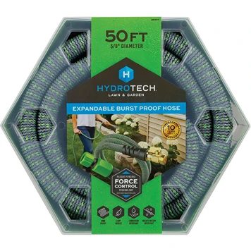 Expertly Made Hydrotech 5 8 x 50' Green Expandable Burst Proof Hose Relaxed