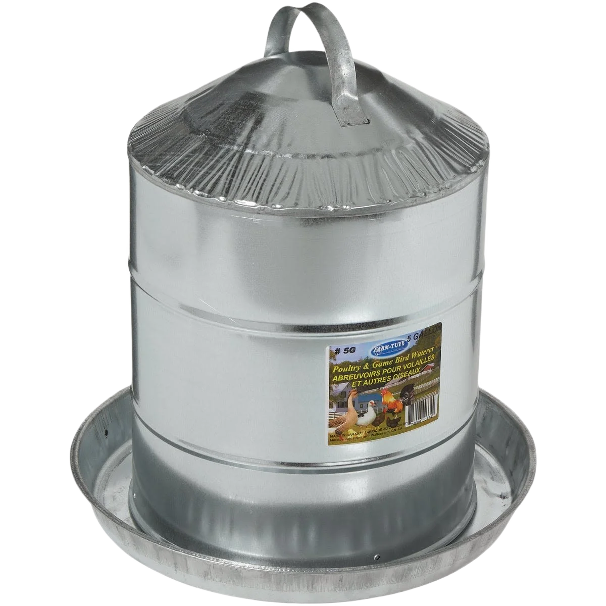 Green Farm-Tuff 5 Gallon Galvanized Poultry Fountain Minimalist