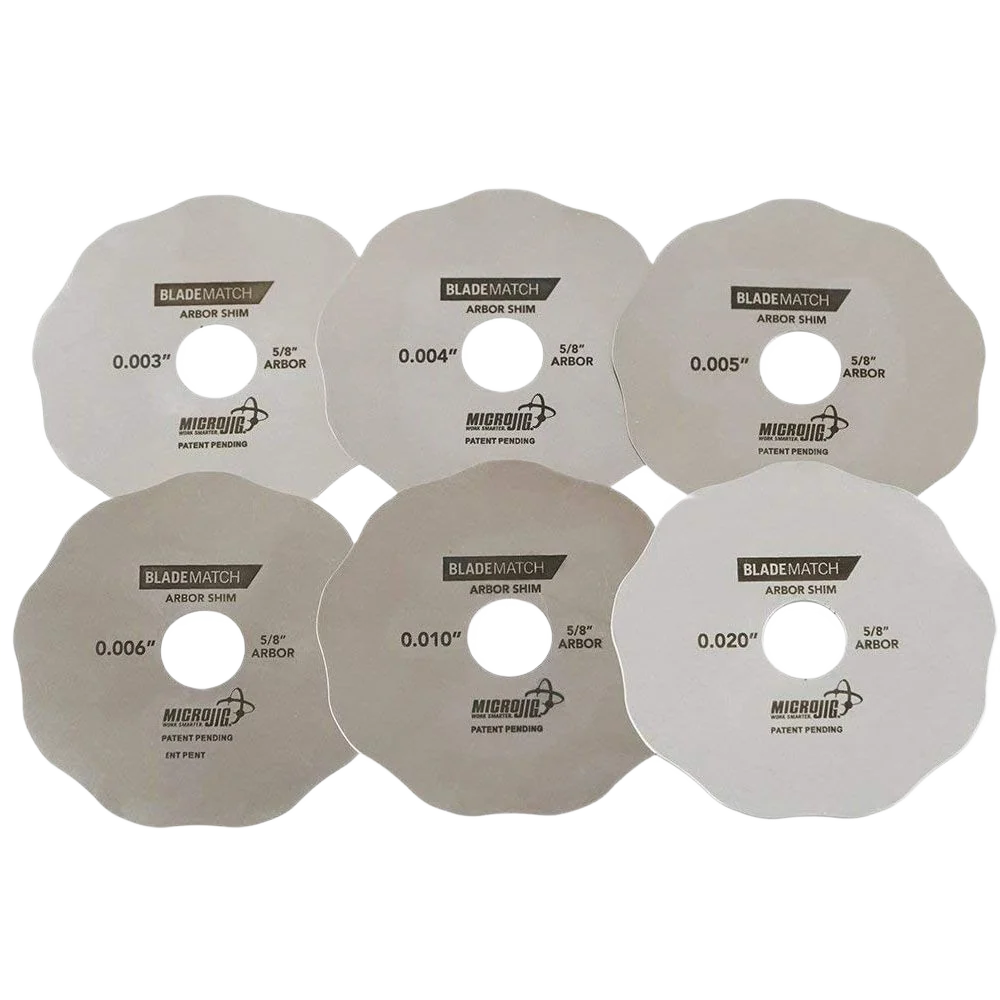 Enhanced Microjig BladeMatch Table Saw Arbor Shims 6-Piece Comfortable