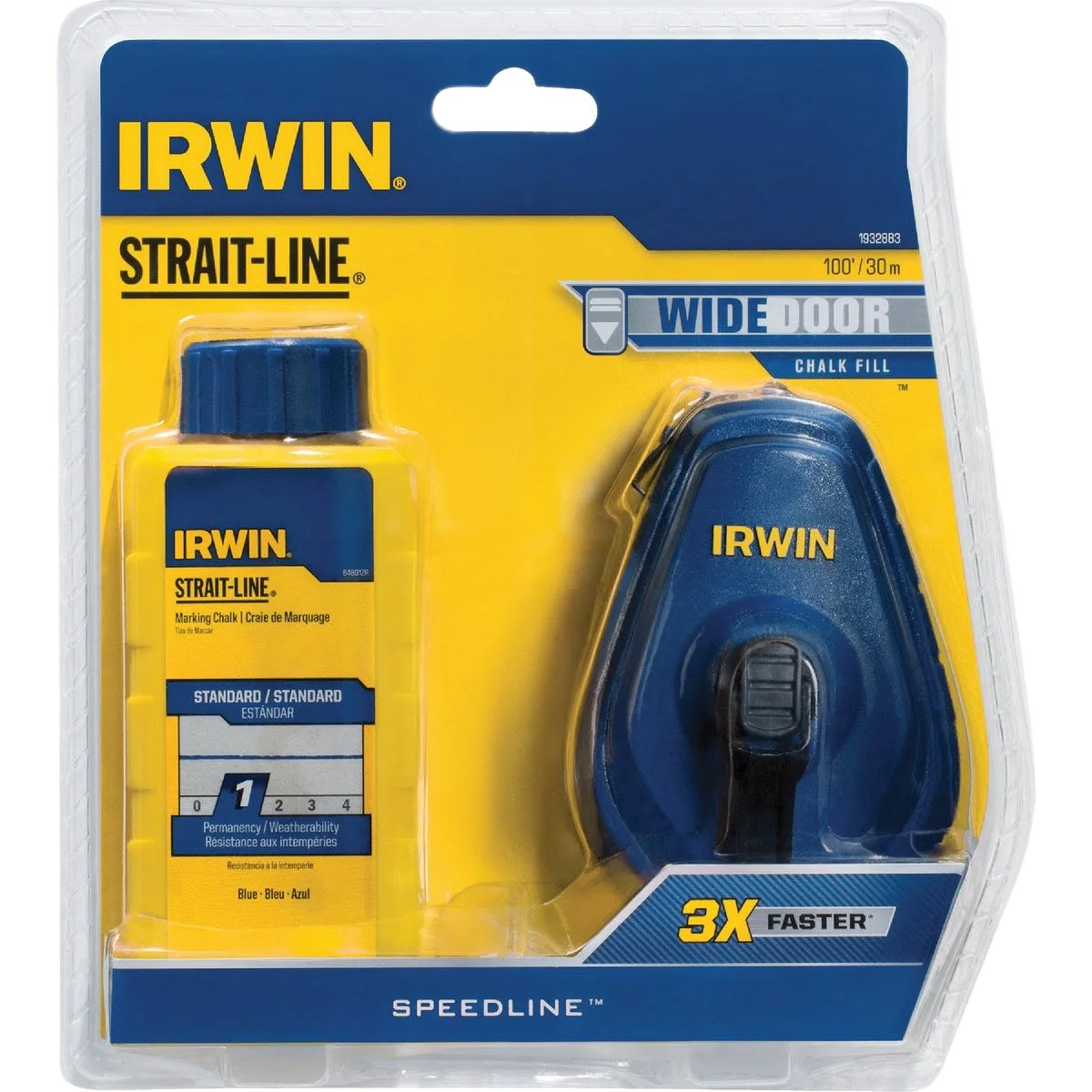 Long-Lasting Irwin Strait-Line Speed-Line Blue Chalk Line Reel Chalk 100 ft. Reliable