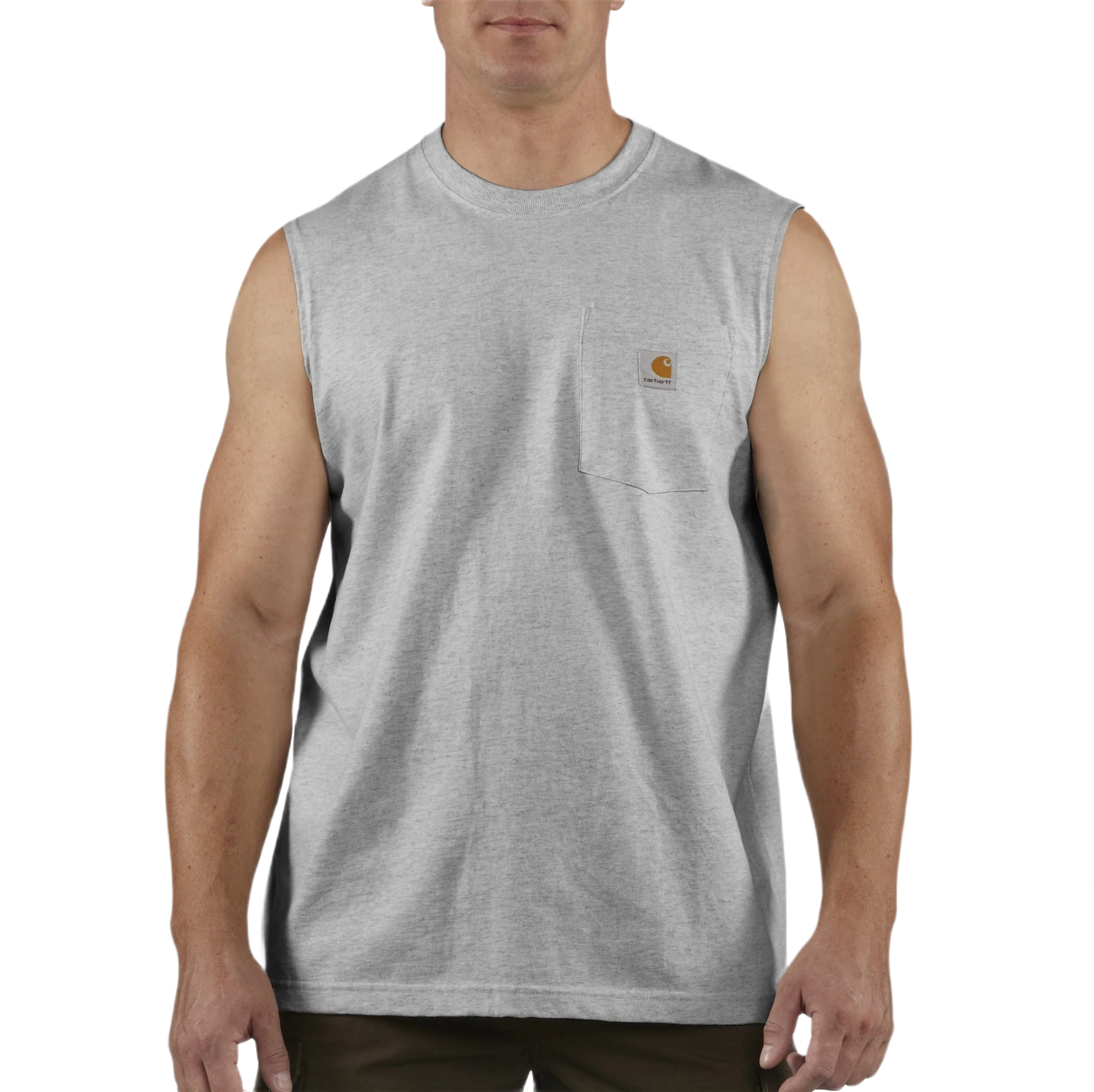 Verified Carhartt Men's Medium Heather Gray Sleeveless Pocket Tank Elite