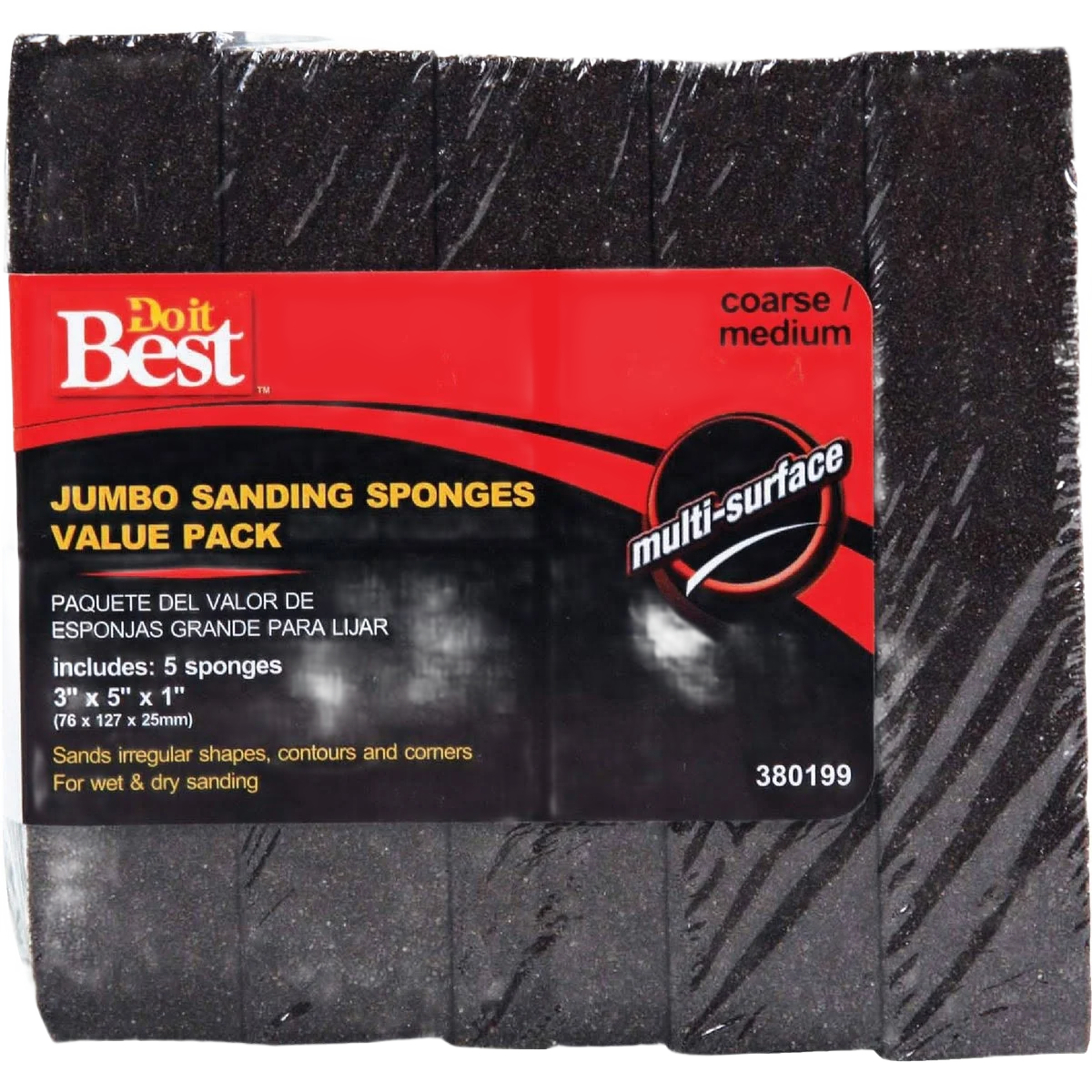 Lightweight Do it Jumbo Coarse Medium Grit All-Purpose Sanding Sponges 5-Pack High-Performance