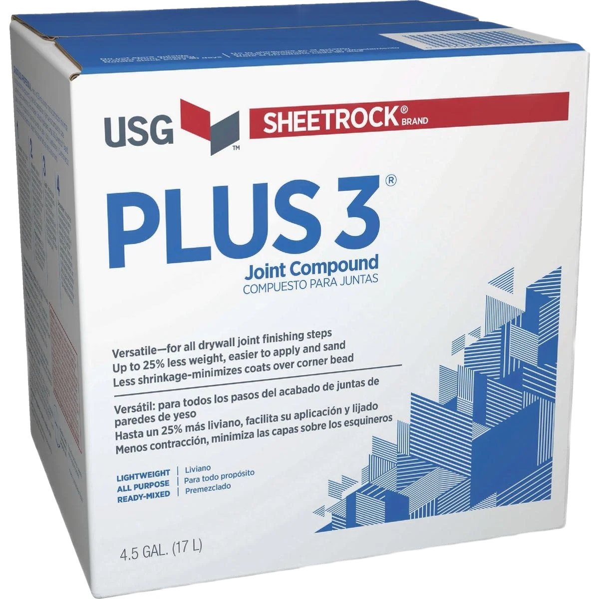 Clean Sheetrock Plus 3 Pre-Mixed Lightweight Drywall Joint Compound 4.5 Gallon Quality