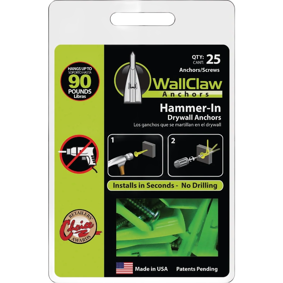 Fine WallClaw Anchors 8 Thread x 1-1 4 Drywall Plastic Anchor 25-Ct Original Design