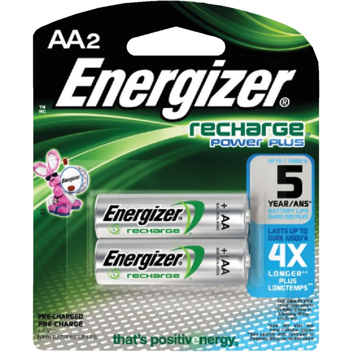 Solid Energizer Power Plus AA Rechargeable Battery 2-Pack Fashionable