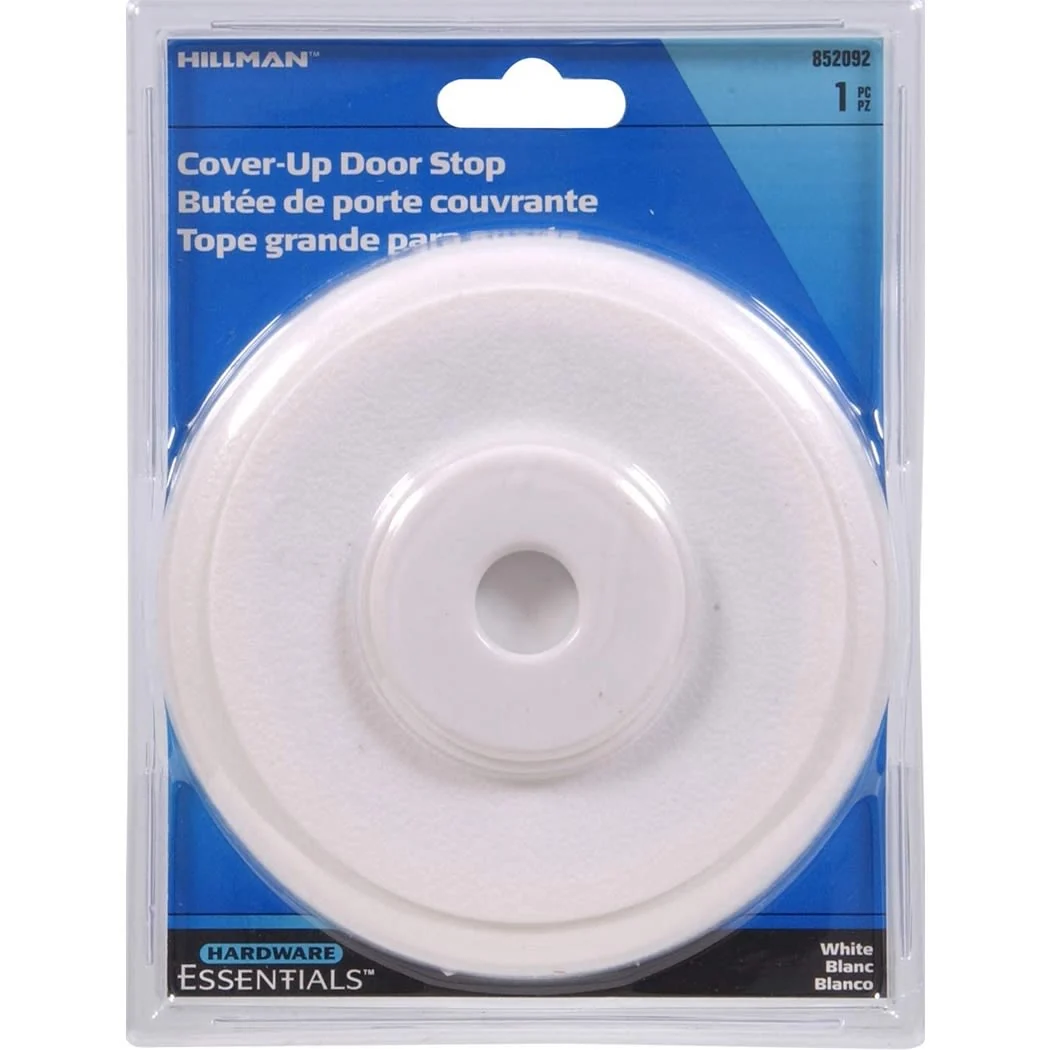 Quality Hillman White Self Adhesive Plastic Cover Up Wall Door Stop 5-3 8 in. Certified