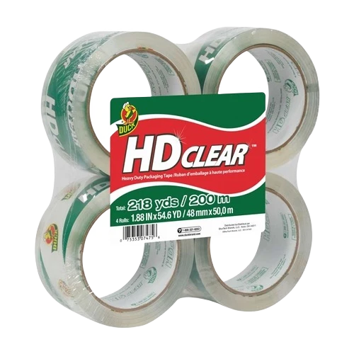 Carefully Designed Duck Brand Clear Heavy Duty Packaging Tape 1.88 in. x 54.6 yd. 4-Pack Environmentally Friendly