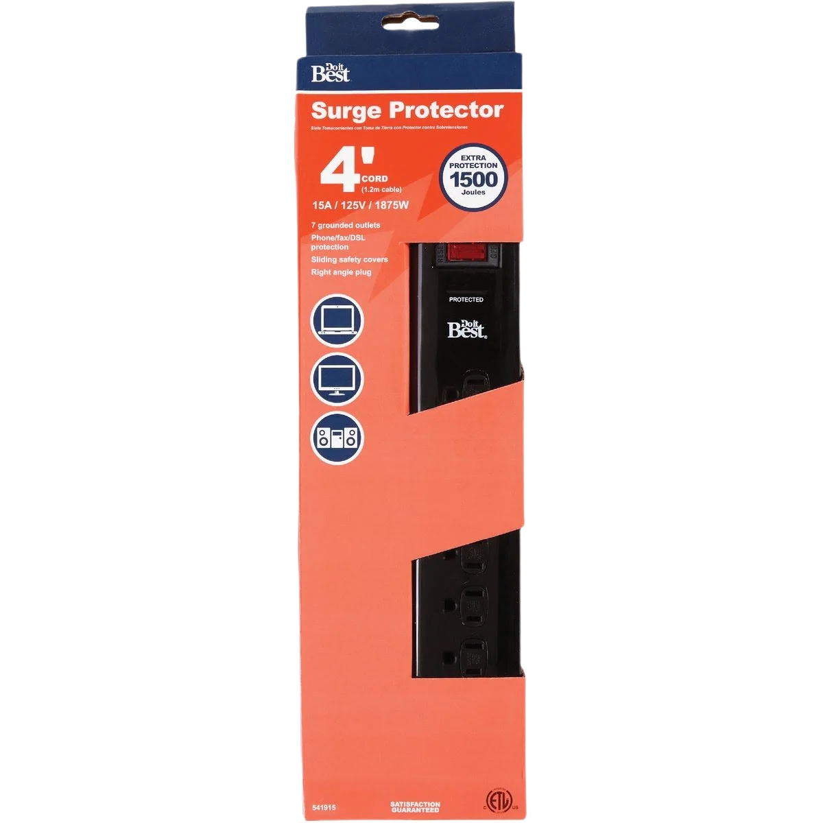 User-Friendly Do it Home Office Computer Phone Or Fax Surge Protector Strip High-End