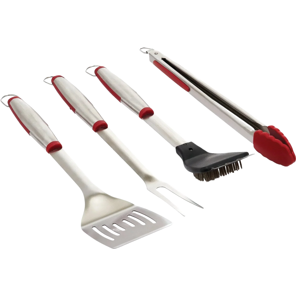 Smart GrillPro Rubber Insert Stainless Steel BBQ Tool Set 4 Piece Detailed
