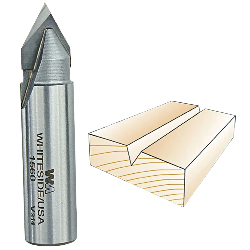 Durable Whiteside 60 deg. V-Groove Bit 1 2 in. SH x 1 2 in. CD x 7 16 in. PL Selected