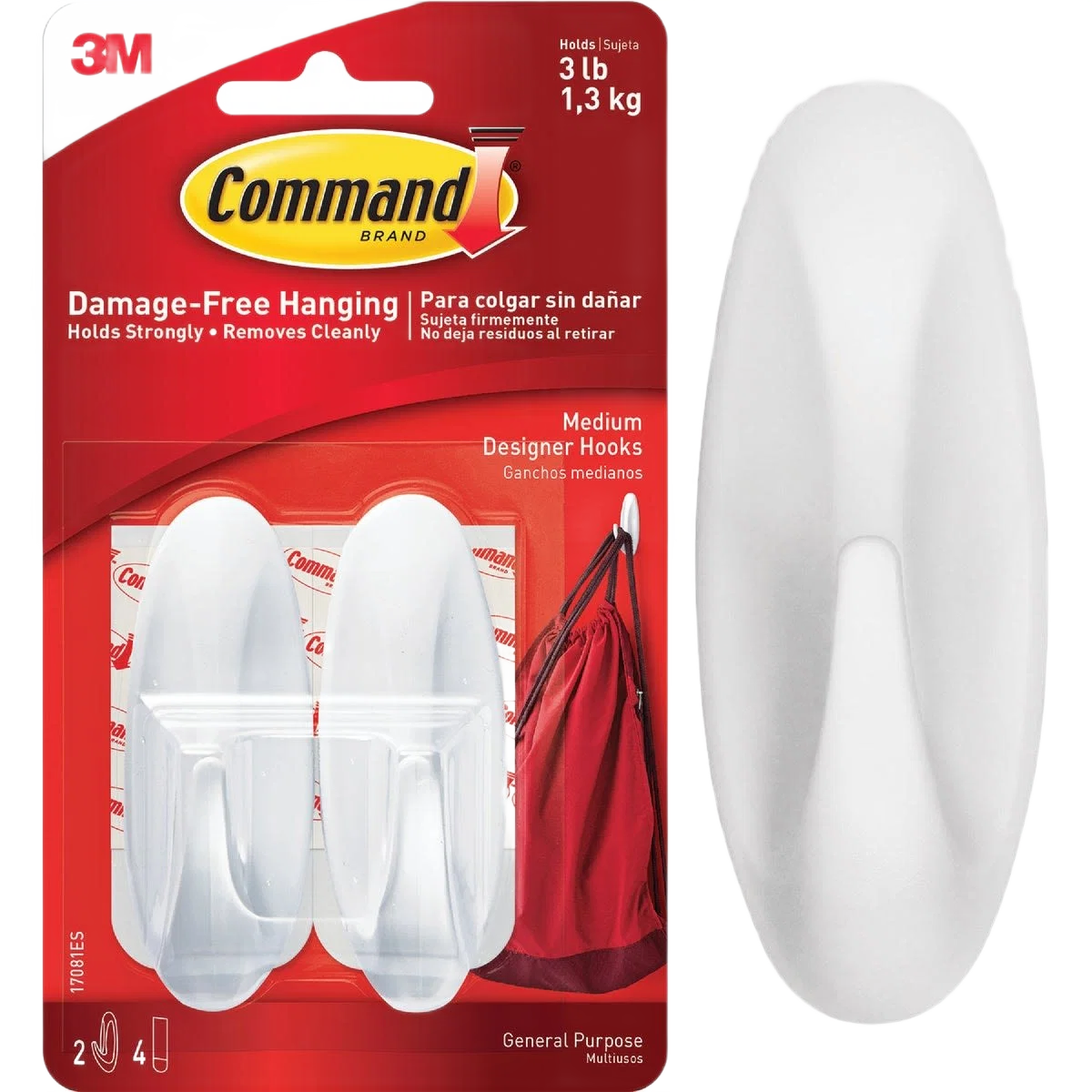Exceptional 3M Command Medium Utility Designer Adhesive Hook 2-Pack Organic