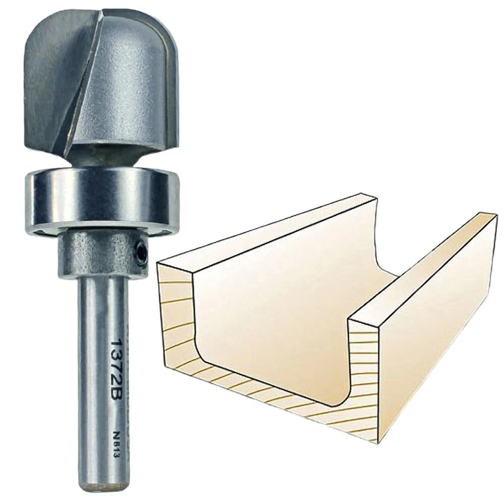Expertly Made Whiteside Bowl Tray Bit w Bearing 1 4 in. SH x 1 4 in. R x 3 4 in. CD Natural