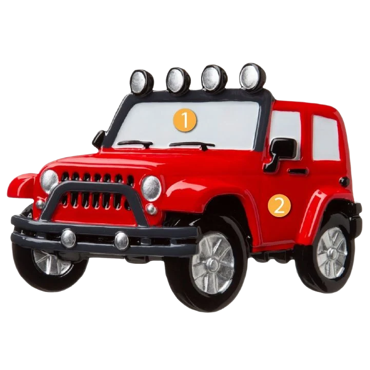 First-Class PolarX Personalized Red Jeep Ornament Elegant