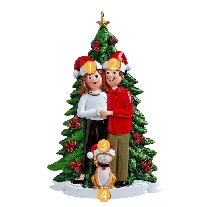 Healthy Rudolph Me Personalized Christmas Couple with Cat Ornament Green