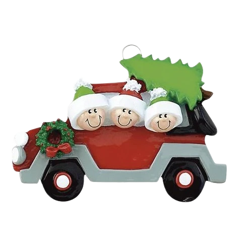 Versatile Rudolph Me Personalized Family of Three Christmas Caravan Ornament Effective