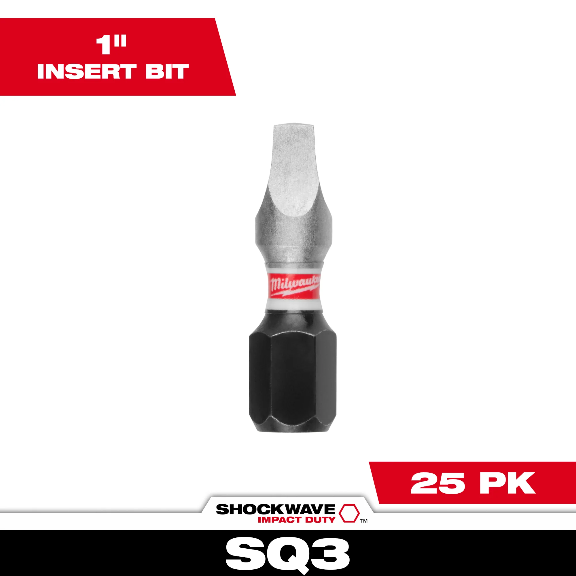 Specialty Milwaukee SHOCKWAVE™ Impact Duty 1 Square Recess 3 Insert Bits Bulk 25 Contemporary