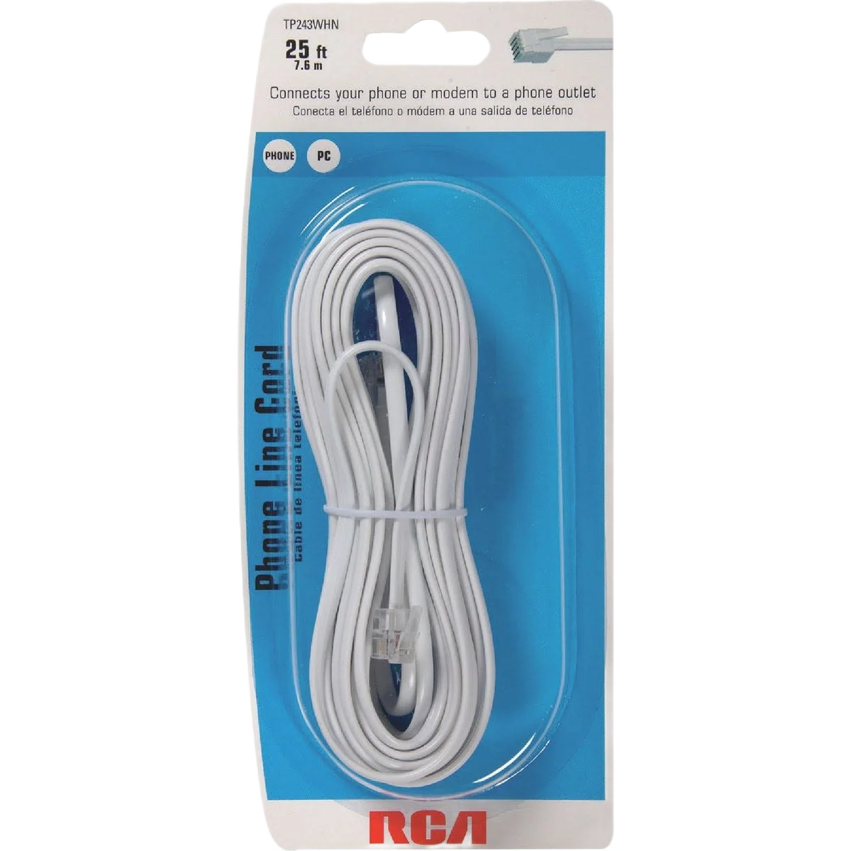 Original RCA 25 Ft. White Phone Cord Stylish