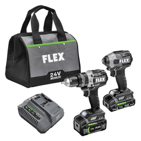Top-Quality FLEX Hammer Drill w Turbo Mode Quick Eject Impact Driver Kit Dependable