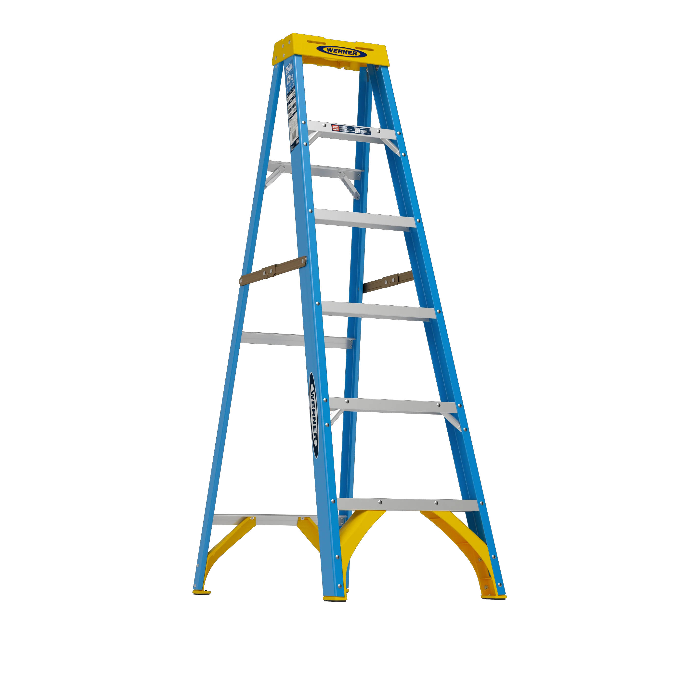 Crafted Werner Fiberglass Step Ladder with 250 lb. Load Capacity 6 ft. Recyclable