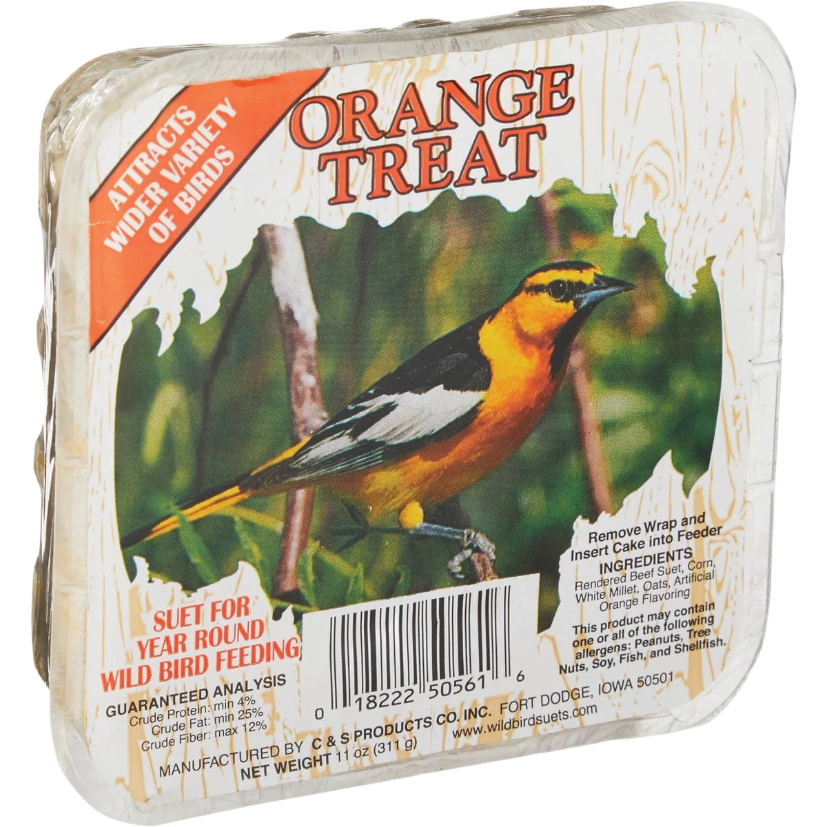 Clean C S Orange Wild Bird Suet 11 oz. Elite