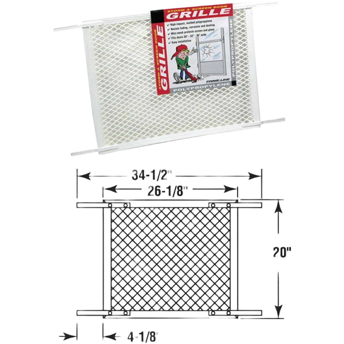 Pure Make-2-Fit 34.5 Ft. x 20 In. Plastic White Door Grille for 36 In. Door Modern