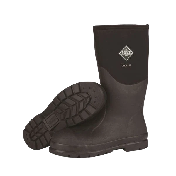 Long-Lasting Muck Men's Black Chore Steel Toe Boots Size 6 Unique
