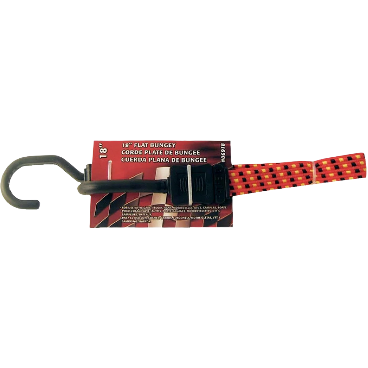 Eco-Friendly Erickson Red Black Flat Bungee Cord 3 4 In. x 18 In. Relaxed