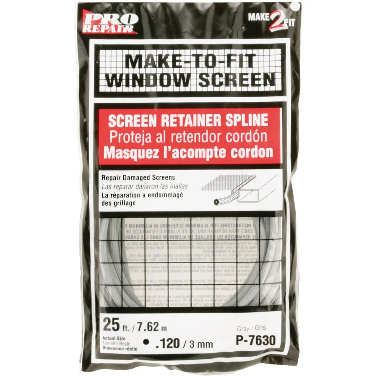 Proven Prime-Line 0.120 Dia. x 25' L. Vinyl Screen Retainer Spline Verified