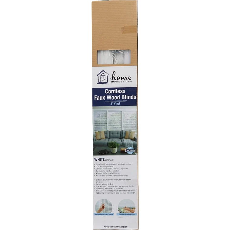 Next-Generation Home Impressions White Faux Wood Cordless Blind 27 x 64 x 2 Authentic