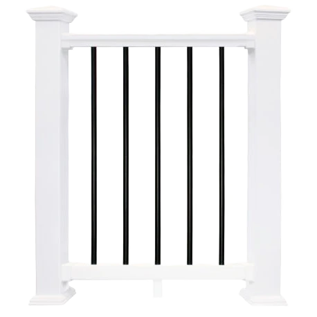 Recyclable Fairway V100 8' x 36' Vinyl Level Rail Round Aluminum Baluster Kit High-End