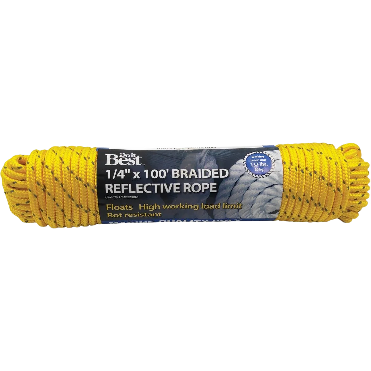Premium Material Do it Yellow Braided Reflective Polypropylene Packaged Rope 1 4 In. x 100 Ft. High-Grade