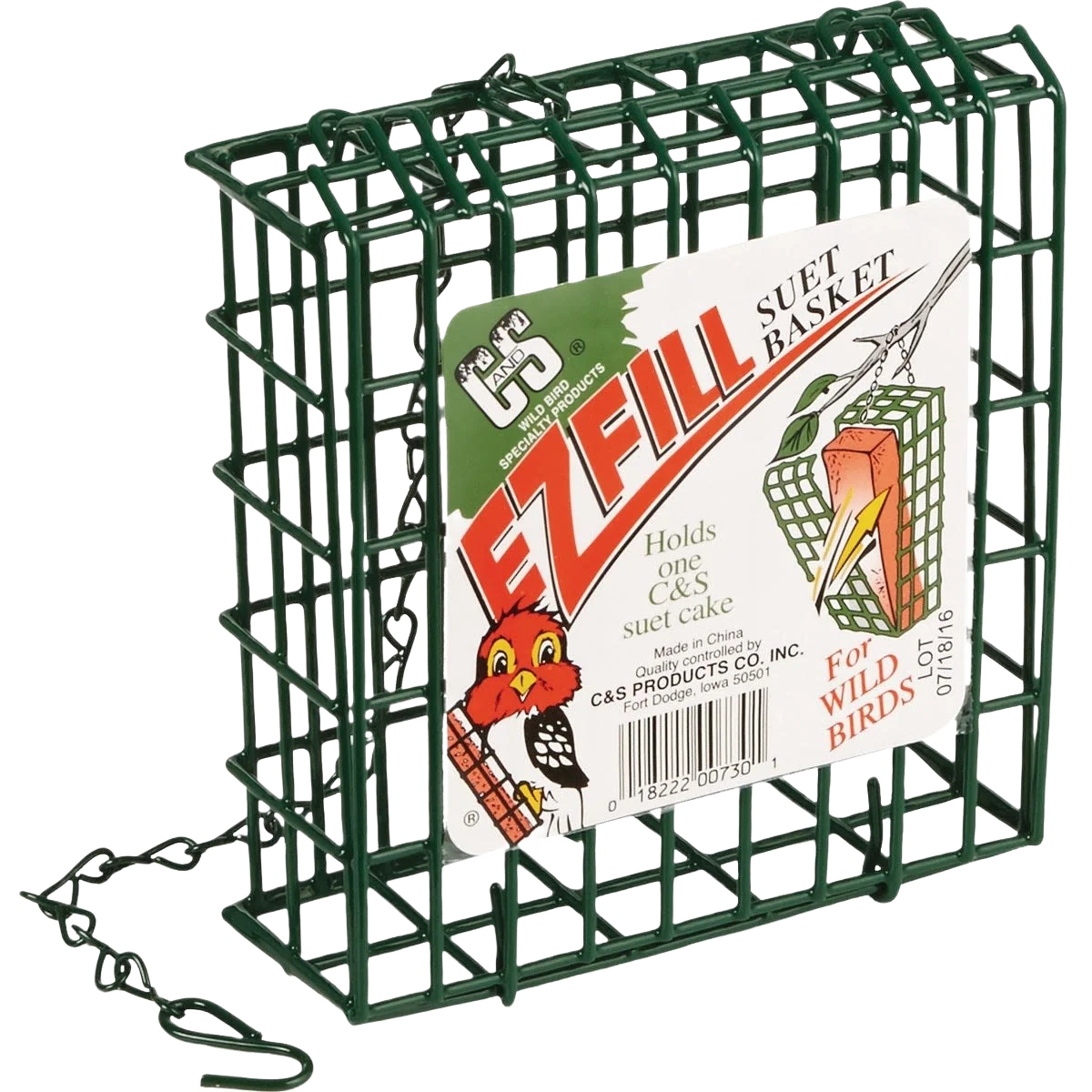 Comfortable C S EZ Fill Green 1-Cake Metal Suet Feeder 5.25 in. Organic