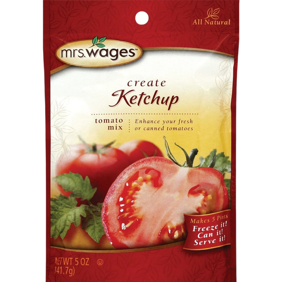 Crafted Mrs. Wages Ketchup Tomato Mix 5 oz. High-End