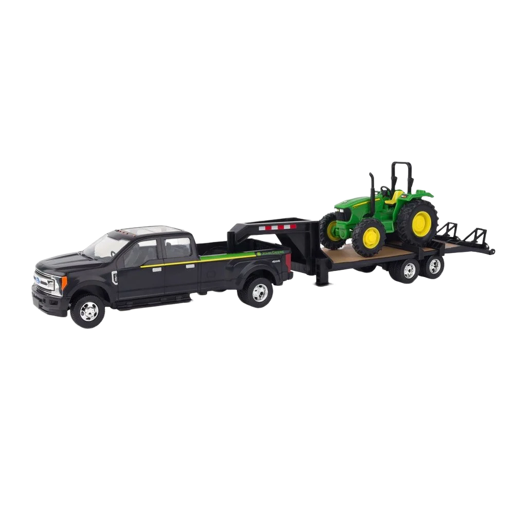 Modern TOMY John Deere Pickup with Tractor and Trailer Set 1 32 Scale Expertly Made