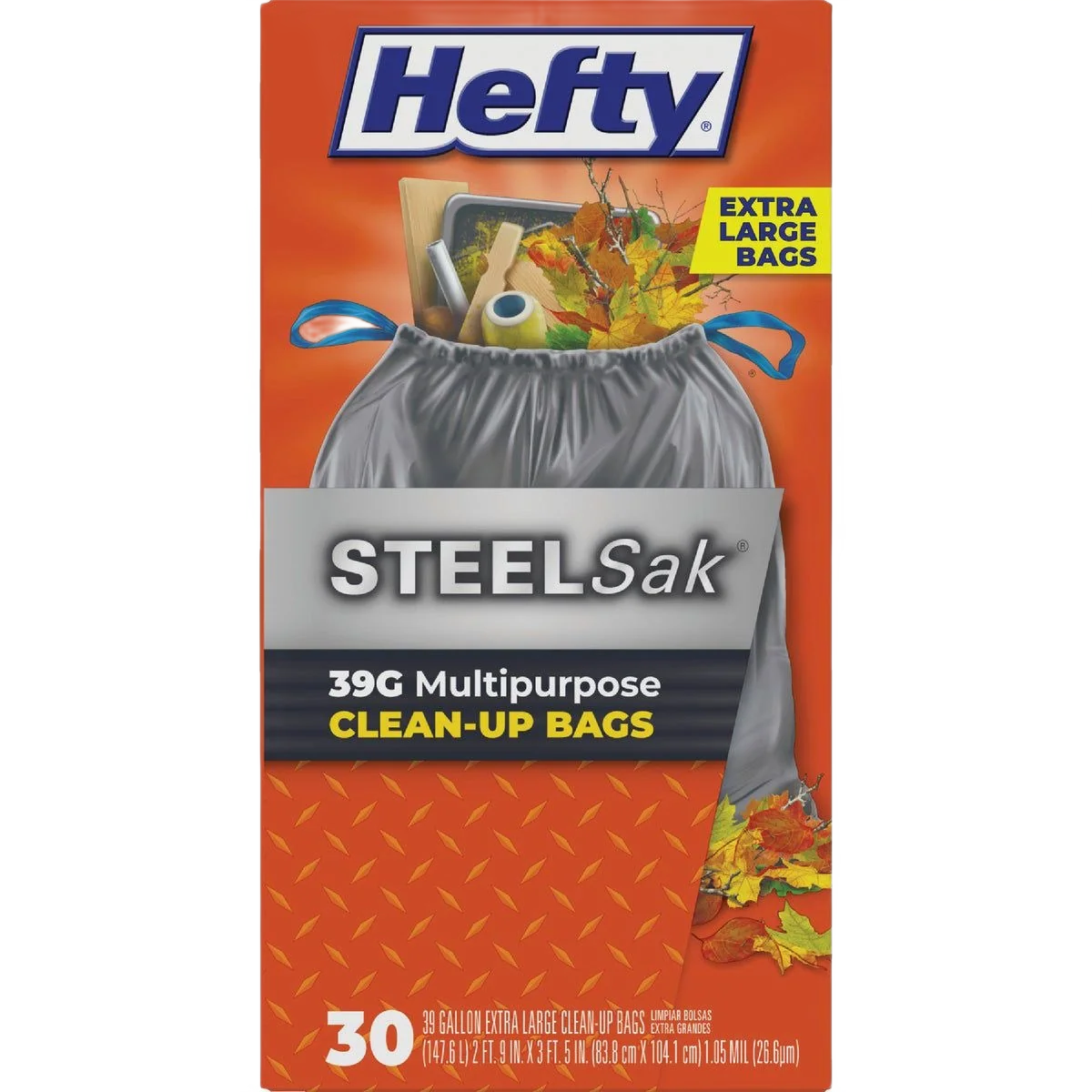 Expertly Made Hefty Steel Sak 39 Gallon Heavy Duty Black Trash Bags 30-Count Refined