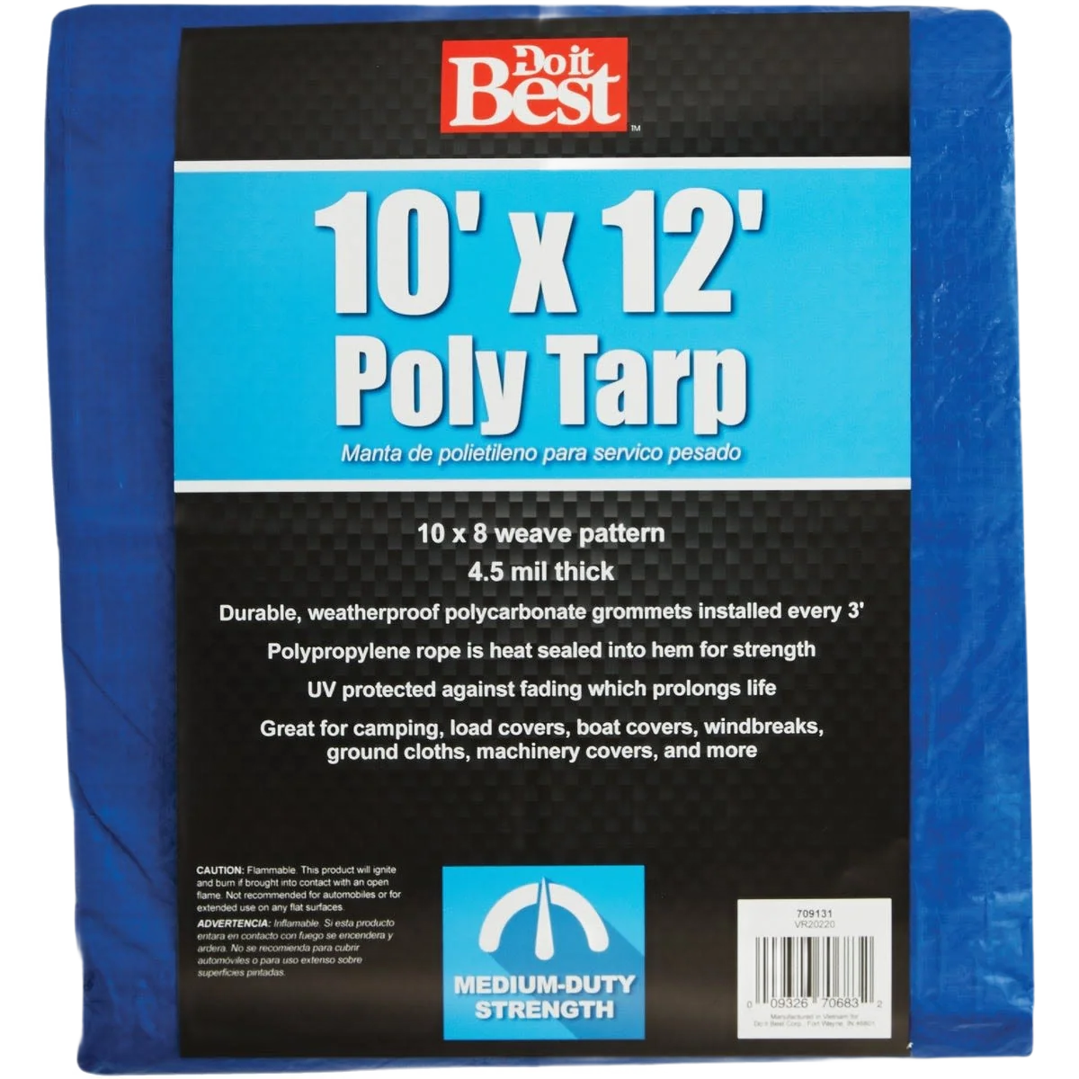Dependable Do it Blue Medium Duty Poly Tarp 10 Ft. x 12 Ft. Eco-Friendly