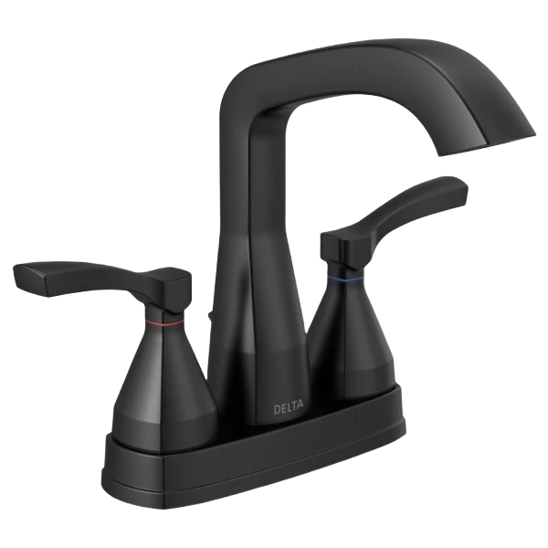 Trendy Delta Stryke Matte Black Two Handle Centerset Bathroom Faucet Luxury